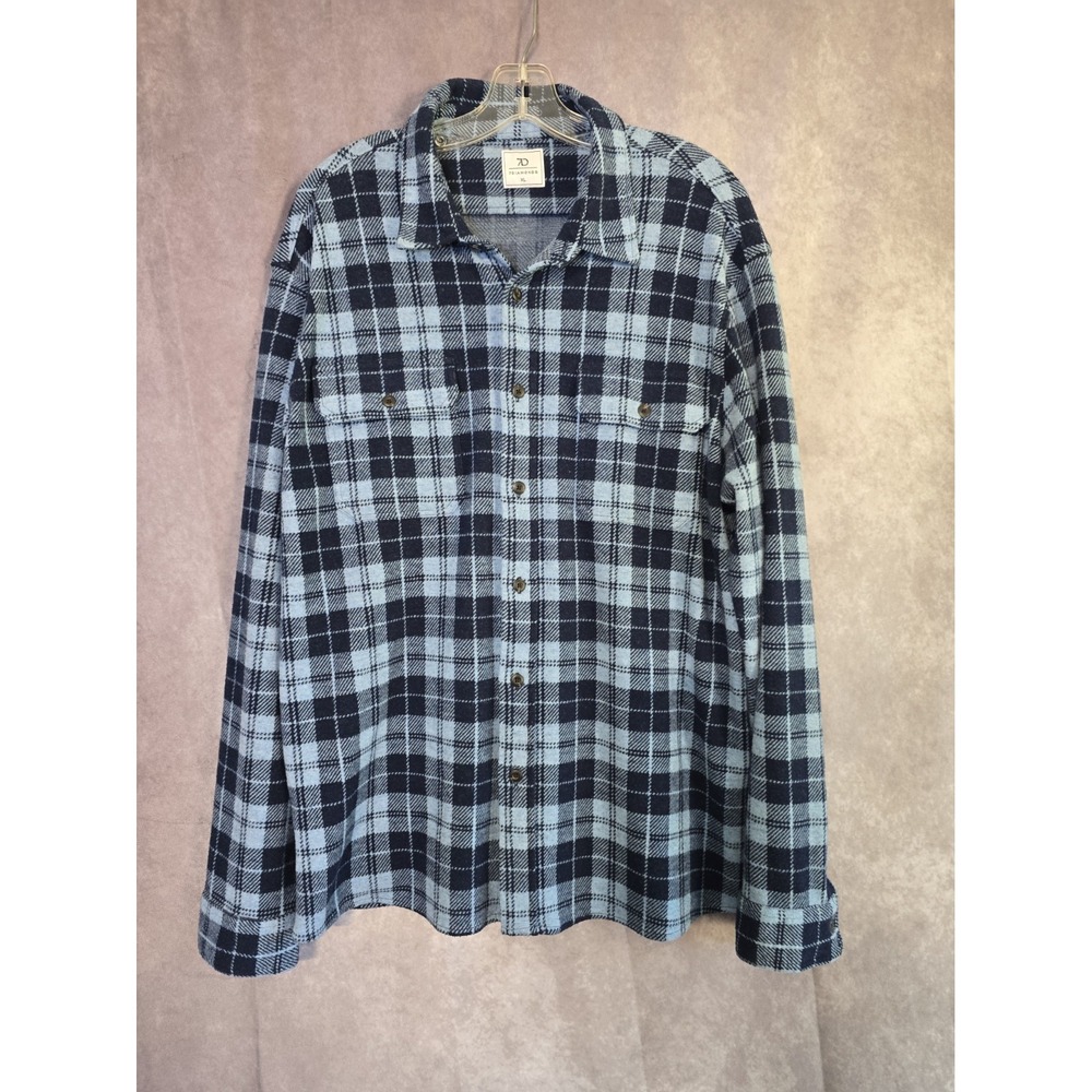 7DIAMONDS Generation Soft Flannel Shirt Men's X-Large BLUE Plaid 4 Way Stretch